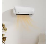 HOMCOM Electric Heater, 2000W Ceramic Space Heater, Wall Mounted, with Fan, Adjustable Thermostat, Weekly Timer, Oscillation, Open Window Detection, 24H Timer, Remote Control, Children Lock, White