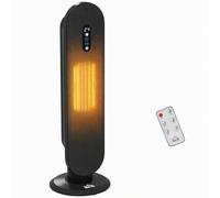 HOMCOM Ceramic Space Heater Indoor Tower Heater 2 Heat 1200W/2000W Black | Oscillation, Remote Control, Timer, Tip-Over & Overheating Protection