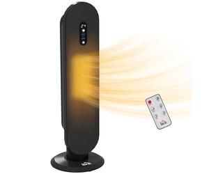 HOMCOM Ceramic Space Heater Tower Heater W/ 45° Oscillation - Black | TJ Hughes