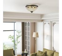 Homcom Chandelier Crystal Ceiling Light With E14 Base 2-Lights, Black