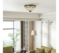 HOMCOM Chandelier Crystal Ceiling Light with E14 Base 2-Lights, Black - Black - 1 - Metal, Glass, Crystal