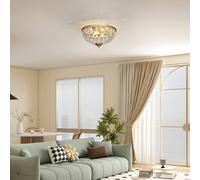 HOMCOM Crystal Chandelier Ceiling Light with 168 Octagonal Beads in Gold | Size: 35 cm diameter x 21 cm high HOMCOM Gold 35 cm diameter x 21 cm high