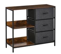 HOMCOM Chest Dresser with 3 Drawers Storage Cabinet Organizer, Black