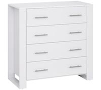 HOMCOM Chest Of 4 Drawers Storage Cabinet Bedroom Clothes w/Metal Handles Base Freestanding Unit Furnishing Living Room White