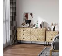 HOMCOM Chest of 6 Drawers Sideboard Cabinet Storage Unit Bedroom Wood w/Black Me