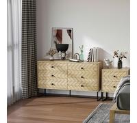 HOMCOM Chest Of 6 Drawers Storage Unit 71x120cm Unique Zigzag Design Anti tip