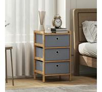 HOMCOM Chest of Drawers, 3 Drawers Dresser with Bamboo Frame - 55.0 - Bamboo, Non-woven Fabric, Aluminium - Light Grey