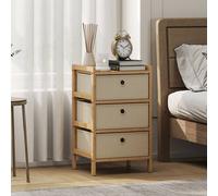 Homcom Chest Of Drawers, 3 Drawers Dresser With Bamboo Frame, Cream White Cream