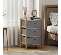 Homcom Chest Of Drawers, 3 Drawers Dresser With Bamboo Frame, Light Grey