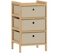HOMCOM Chest of Drawers, 3 Fabric Drawers Narrow Dresser with Bamboo Frame, Cream White