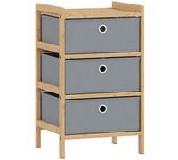 HOMCOM Chest of Drawers, 3 Fabric Drawers Narrow Dresser with Bamboo Frame, Light Grey
