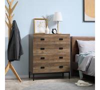 Homcom Chest Of Drawers 4 Drawer Dresser Storage Cabinet Handles Bedroom In Brown Brown One Size
