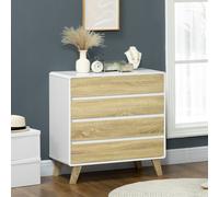 HOMCOM Chest of Drawers, 4 Drawer Storage Cabinet Organiser for Bedroom, Oak