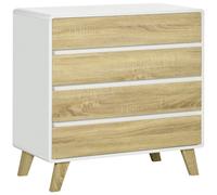 HOMCOM Chest of Drawers, 4 Drawer Storage Cabinet Organiser for Bedroom - White - 4