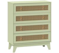 HOMCOM Chest of Drawers - 4 Drawer Unit Storage Organiser with Rattan Element | TJ Hughes