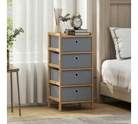 HOMCOM Chest of Drawers, 4 Drawers Dresser with Bamboo Frame - Light Grey - 33 x 29 x 70 cm