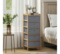 HOMCOM Chest of Drawers, 4 Drawers Dresser with Bamboo Frame - Light Grey - 5 - Modern