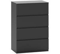 HOMCOM Chest of Drawers, 4 Drawers Storage Cabinet Floor Tower Cupboard for Bedroom Living Room, Black Black