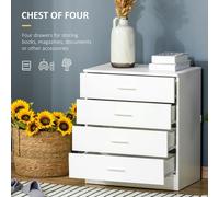 HOMCOM Chest of Drawers, 4 Drawers Storage Cabinet with Metal Rails, Anti-Tip fo