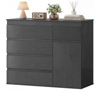 Homcom Chest Of Drawers, 5 Drawer Dresser With Soft-Close Cabinet, Black Black