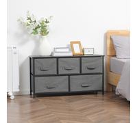 HOMCOM Chest of Five Fabric Drawers - Dark Grey, Grey