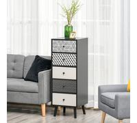HOMCOM Chest of Drawers, 5 Drawer Storage Organiser Unit Bedroom, Black - Black - 5