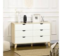 HOMCOM Chest of Drawers, 6 Drawer Unit Storage Chest Bedroom White and Brown
