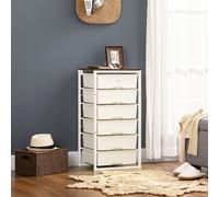 HOMCOM Chest of Drawers, 6 Drawer Unit Storage Chest Bedroom Living Room White