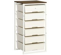HOMCOM Chest of Drawers, 6 Drawer Unit Storage Chest Bedroom Living Room White
