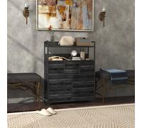 HOMCOM Bedroom Chest of Drawers 7 Drawer Dresser w/ Shelves, Black, Black
