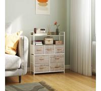 HOMCOM Chest of Drawers 7 Fabric Drawer Dresser with Open Shelves in Natural HOMCOM Natural