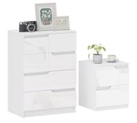HOMCOM Chest of Drawers and Bedside Table, Modern, High Gloss