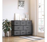 HOMCOM Chest of Drawers Bedroom Dresser with 8 Fabric Drawers, Dark Grey