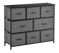 Pisa Chest of Drawers Bedroom Dresser with 8 Fabric Drawers, Dark Grey, none