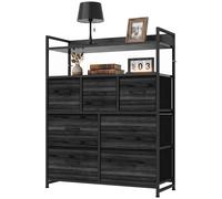 Homcom Chest Of Drawers, Bedroom Fabric Dresser, Black Wood-Effect Black