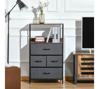 HOMCOM Fabric Chest of Drawers Storage Unit 58x29x103cm - Black | TJ Hughes