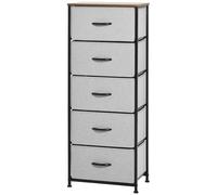 Homcom Chest Of Drawers Cloth Organizer With 5 Fabric Drawers Steel Frame In Grey Grey
