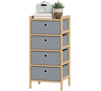 Homcom Chest Of Drawers, Drawers Dresser With Bamboo Frame, In Light Grey Light Grey