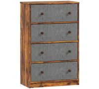 HOMCOM Chest of Drawers, Dresser with 4 Fabric Drawers - Grey and Rustic Brown
