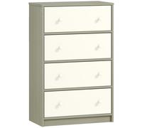 HOMCOM Chest of Drawers, Dresser with 4 Fabric Drawers - White and Grey