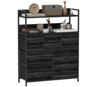 Homcom Bedroom Chest Of Drawers 7 Drawer Dresser W/ Shelves In Black Black