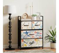 HOMCOM Chest of Drawers, Fabric Dresser with Open Shelf in White HOMCOM White