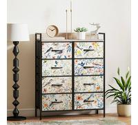 HOMCOM Chest of Drawers, Fabric Dresser with Open Shelf in White HOMCOM White