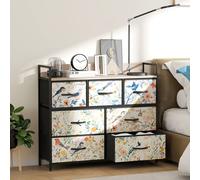 HOMCOM 7-Drawer Chest of Drawers - Fabric Dresser with Open Shelf - White | TJ Hughes