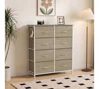 Homcom Chest Of Drawers For Bedroom, 8 Fabric Drawers, Natural Wood Finish