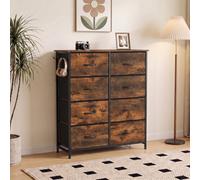 HOMCOM Chest of Drawers, Dresser for Bedroom with 8 Fabric Drawers, Tall Storage Unit w/ Side Storage Bag, Rustic Brown
