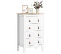 Homcom Chest Of Drawers, Modern 4 Drawer Dresser In White White