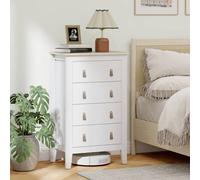 HOMCOM Bedroom Chest of Drawers, Modern 4 Drawer Dresser, White, White