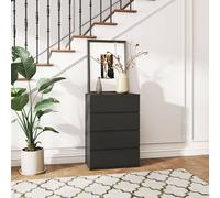 Homcom Chest Of Drawers, Modern 4 Drawers Dresser For Bedroom In Black Black One Size