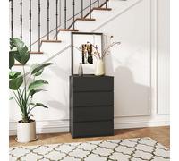 HOMCOM Bedroom Chest of Drawers, 4 Drawers Dresser, Drawer Unit, Black, Black